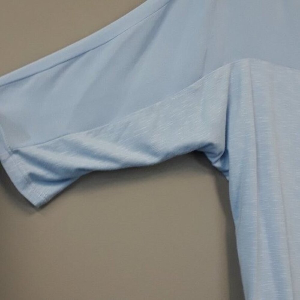 Anthropologie Dolan Womans Top Medium Light Blue Sheer Yoke BOHO Casual - Picture 9 of 10